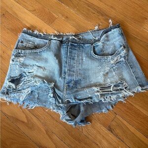 Distressed Light Blue Denim Women’s Shorts
